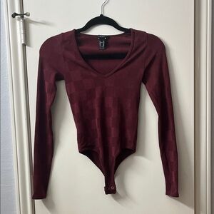 Forever 21 Maroon Checkered Bodysuit